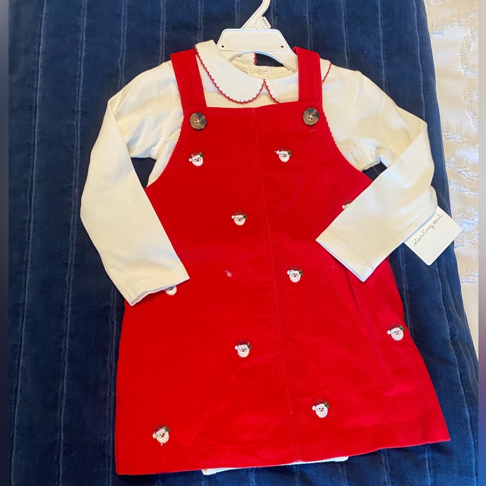 Starting Out Jumper Overall Dress Holiday Santas 24 mo